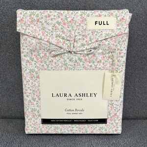 Laura Ashley Full Sheet Set Emogene Floral Pink 4pc Cottage Farmhouse Chic Green